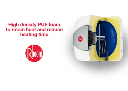 Illustration of high density puf foam inside storage water heater