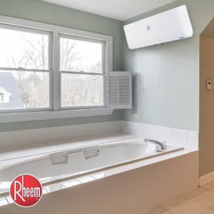 Rheem’s slim horizontal cuboid storage water heaters