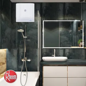 Rheem’s cube shaped storage water heater