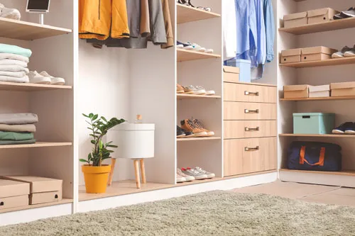 A big wardrobe filled with well organized stuff