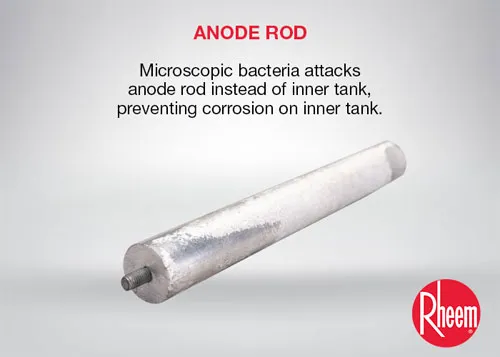 Illustration of anode rod used in storage water heater